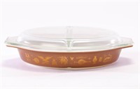 MCM PYREX Divided Casserole Dish Early Am. Pattern