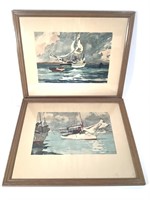 2 Winslow Homer Framed Watercolor Reproductions
