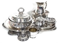 Silverplated Formal Serving Platters, Bowls, Cups+