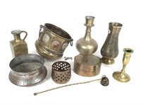 Vtg Brass Vases, Candle Holders & More