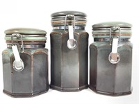 Set of Pier 1 Glazed Pottery Lidded Jars