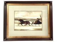 Framed Horse & Sleigh Winter Scene Print