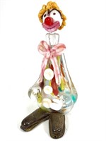 Vtg Murano Style Blown Glass Clown Decanter