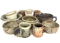 11 Glazed Studio Pottery Bowls, Mugs & More