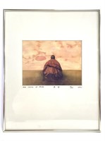 "One Lama at Dusk" Framed Art Print by Jian