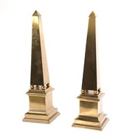 Set of Decorative Brass Obelisks 21.5" tall