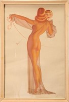 GEORGE PETTY Art Deco Pin-up Girl Lithograph
