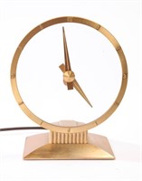 JEFFERSON ART DECO Gilt Metal Glass Desk Clock