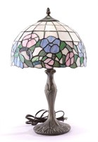 STAINED GLASS LAMP FLORAL 12" SHADE 21" TALL