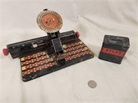 Vintage Metal Toy Dial Typewriter & Savings Bank