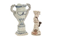 TWO 18th C STAFFORDSHIRE PEARLWARE VASES