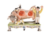 STAFFORDSHIRE POTTERY BULL BAITING FIGURAL GROUP