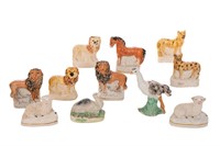 GROUP OF STAFFORDSHIRE POTTERY ANIMALS
