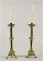 Ornate Antique Church Brass Candle Sticks