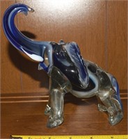 Vtg Blown Art Glass Elephant Figure 6.5" Long