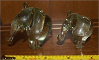 (2) Vintage Blown Art Glass Elephant Figures 2.5"