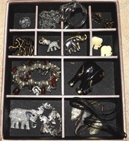 Jewelry Lot: Elephant Themed Pcs w/ Rhinestones+