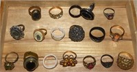Tray of Vtg-Contempo Costume Jewelry Rings