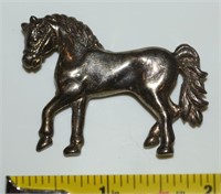 925 Sterling Silver Mexico Horse Brooch 2 1/8"w