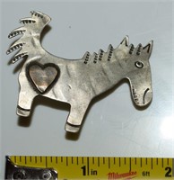 925 Sterling Silver Comstock & Copper Heart Horse