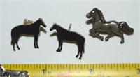 925 Sterling Silver MAW Signed Horse Earrings +