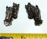 925 Sterling Silver Horse Heads Clip Earrings