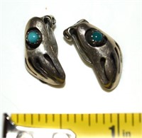 925 Sterling Silver Turquoise Bear Paw Earrings