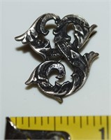 925 Sterling Silver Cini Art Nouveau Design Brooch