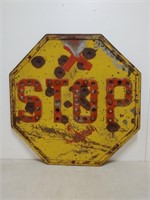 SSSS Steel '20s-30s Yellow Stop Sign w/ Marble