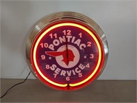 NIB Pontiac Service Neon Quartz Clock