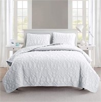 3-Piece Bedding Quilt Set, White, Queen