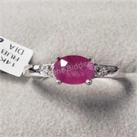 10K White Gold Natural Ruby & Diamond $1755