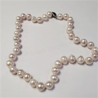 Silver Fresh Water Pearl 16" 10-11Mm Necklace