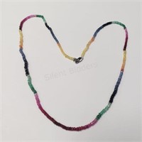 18K Gold Ruby Emerald & Sapphire 16" Necklace