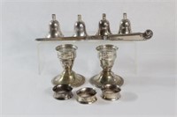 Sterling Silver Candle Holders, Napkin Rings,Knife