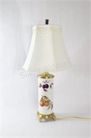 Vtg Royal Worcester Evesham Porcelain, Brass Lamp