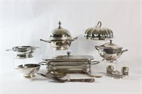 Silver Plate Butter Dish, Lidded & Open Dishes