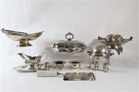 Silver Plate Trays, Lidded Dish, Dome Butter Dish