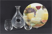 Glass Lenox Carafe & Wine Glasses and Tray