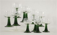 Rhein Roemer Green Ribbed Stump Goblet Glasses