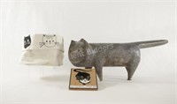 Artisian Ceramic Cat,  Cloth Bag, Cat Tile