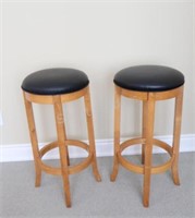 Set of Swivel Faux Leather Kitchen Counter Stools