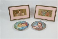 Edna Hibel Collector Plates w Japanese Prints