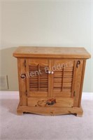 Pine Louver Door Side Console Table w Drawer