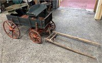 Antique Acme Wooden Goat Wagon Spoke Wheels