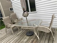 Patio Set Table w/ Umbrella and Chairs