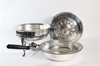 Silver Plate Lidded Chafing 4PC Dish w Warmer