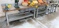 (3) WOOD TOP METAL WORKBENCHES (*See Photos)