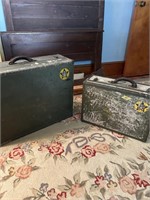 Pair of early military suitcases