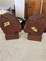 Wooden donkey head bookends